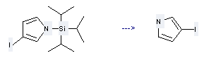 The 1H-Pyrrole, 3-iodo- can be obtained by 3-Iodo-1-triisopropylsilanyl-1H-pyrrole 